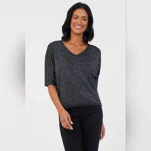 Suzy D London Meduim Florentine V-neck Sparkle Batwing Knit